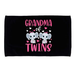 Grandma Of Twins Gender Reveal Elephant Baby Girls Shower Microfiber Hand Towel