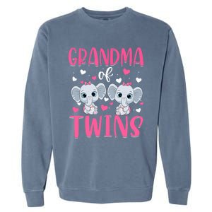 Grandma Of Twins Gender Reveal Elephant Baby Girls Shower Garment-Dyed Sweatshirt