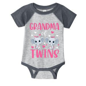 Grandma Of Twins Gender Reveal Elephant Baby Girls Shower Infant Baby Jersey Bodysuit