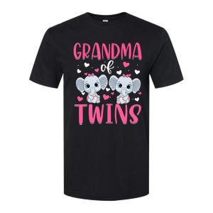 Grandma Of Twins Gender Reveal Elephant Baby Girls Shower Softstyle CVC T-Shirt