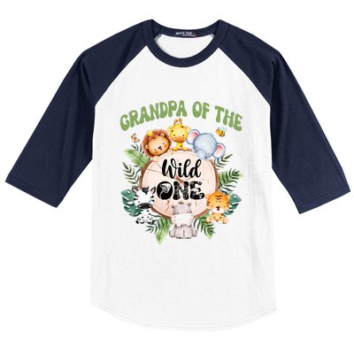 Grandpa Of The Wild One 1st Birthday Safari Family Matching Baseball Sleeve Shirt