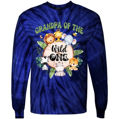 Grandpa Of The Wild One 1st Birthday Safari Family Matching Tie-Dye Long Sleeve Shirt