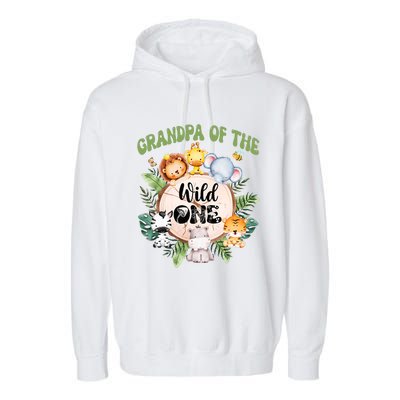 Grandpa Of The Wild One 1st Birthday Safari Family Matching Garment-Dyed Fleece Hoodie