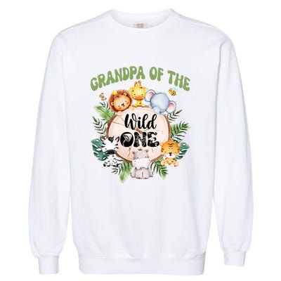 Grandpa Of The Wild One 1st Birthday Safari Family Matching Garment-Dyed Sweatshirt