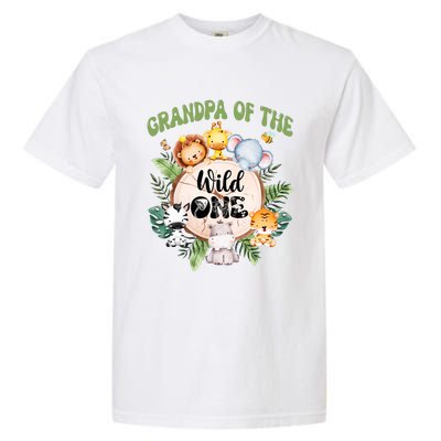 Grandpa Of The Wild One 1st Birthday Safari Family Matching Garment-Dyed Heavyweight T-Shirt