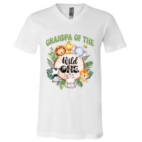 Grandpa Of The Wild One 1st Birthday Safari Family Matching V-Neck T-Shirt