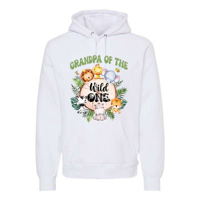 Grandpa Of The Wild One 1st Birthday Safari Family Matching Premium Hoodie