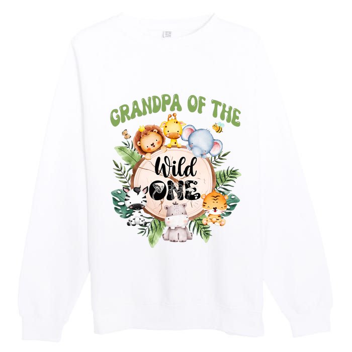 Grandpa Of The Wild One 1st Birthday Safari Family Matching Premium Crewneck Sweatshirt