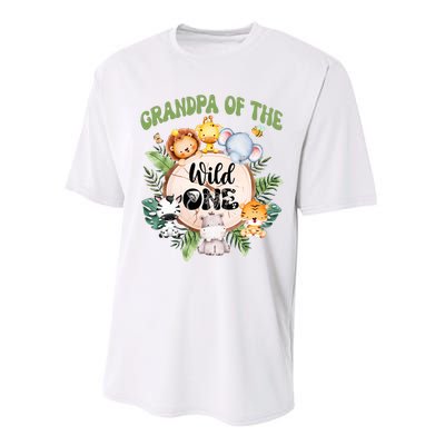 Grandpa Of The Wild One 1st Birthday Safari Family Matching Performance Sprint T-Shirt