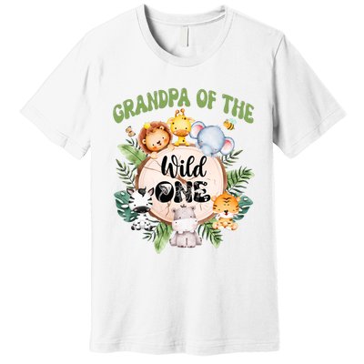 Grandpa Of The Wild One 1st Birthday Safari Family Matching Premium T-Shirt