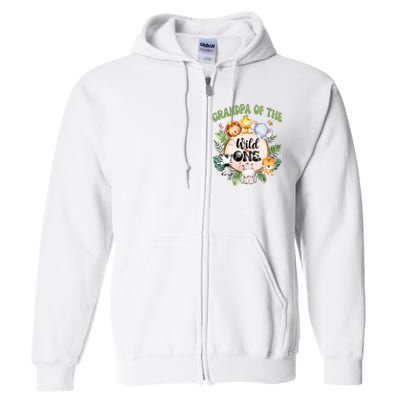 Grandpa Of The Wild One 1st Birthday Safari Family Matching Full Zip Hoodie