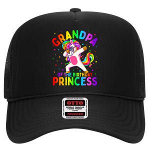 Grandpa of the Birthday Princess Dabbing Unicorn High Crown Mesh Back Trucker Hat