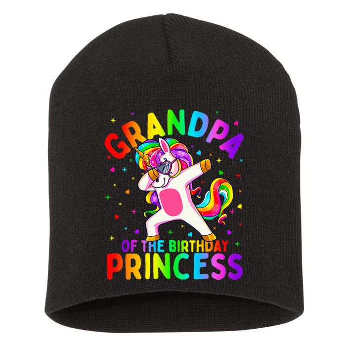 Grandpa of the Birthday Princess Dabbing Unicorn Short Acrylic Beanie