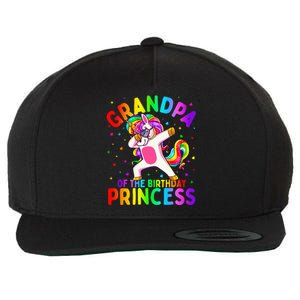 Grandpa of the Birthday Princess Dabbing Unicorn Wool Snapback Cap