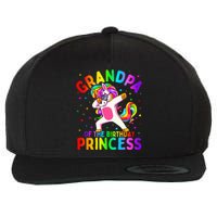 Grandpa of the Birthday Princess Dabbing Unicorn Wool Snapback Cap