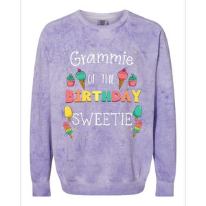 Grammie Of The Birthday Sweetie Ice Cream Bday Party Grandma Colorblast Crewneck Sweatshirt