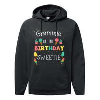 Grammie Of The Birthday Sweetie Ice Cream Bday Party Grandma Performance Fleece Hoodie