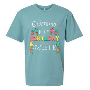 Grammie Of The Birthday Sweetie Ice Cream Bday Party Grandma Sueded Cloud Jersey T-Shirt