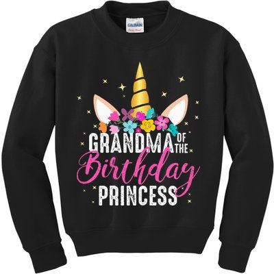 Grandma Of The Birthday Princess Gifts Unicorn Birthday Kids Sweatshirt