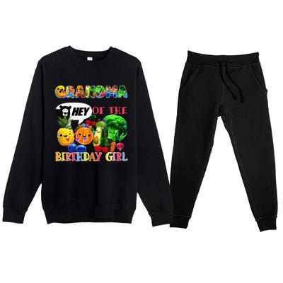 Grandma Of The Birthday Family Fruit Birthday Hey Bear Premium Crewneck Sweatsuit Set