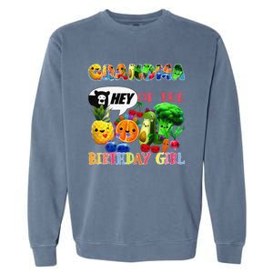 Grandma Of The Birthday Family Fruit Birthday Hey Bear Garment-Dyed Sweatshirt