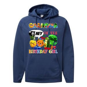 Grandma Of The Birthday Family Fruit Birthday Hey Bear Performance Fleece Hoodie