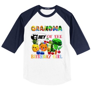 Grandma Of The Birthday Family Fruit Birthday Hey Bear Baseball Sleeve Shirt