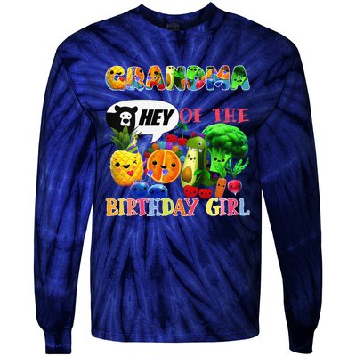 Grandma Of The Birthday Family Fruit Birthday Hey Bear Tie-Dye Long Sleeve Shirt