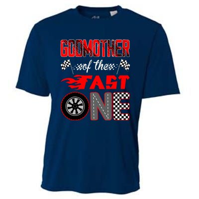 Godmother Of The Fast One First Birthday Racing Car Family Cooling Performance Crew T-Shirt