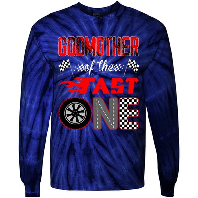 Godmother Of The Fast One First Birthday Racing Car Family Tie-Dye Long Sleeve Shirt