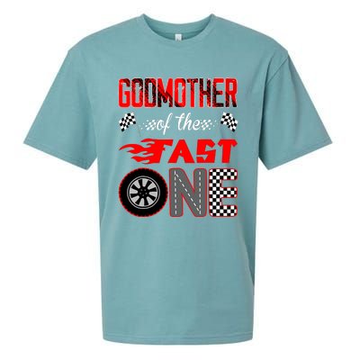 Godmother Of The Fast One First Birthday Racing Car Family Sueded Cloud Jersey T-Shirt