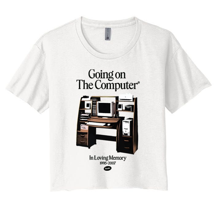 Going On The Computer In Loving Memory 1995 2007 Women's Crop Top Tee