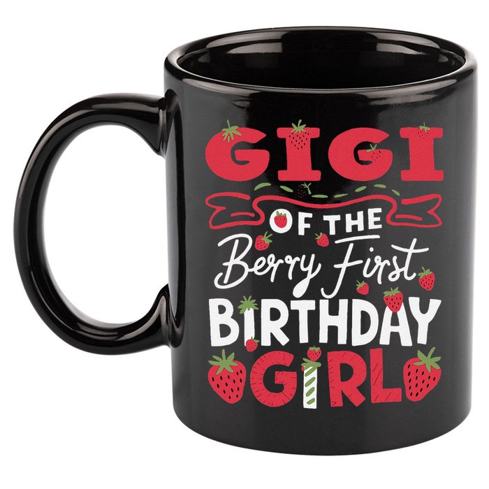 Gigi Of The Berry First Birthday Girl Strawberry Grandma 11oz C Handle Ceramic Mug