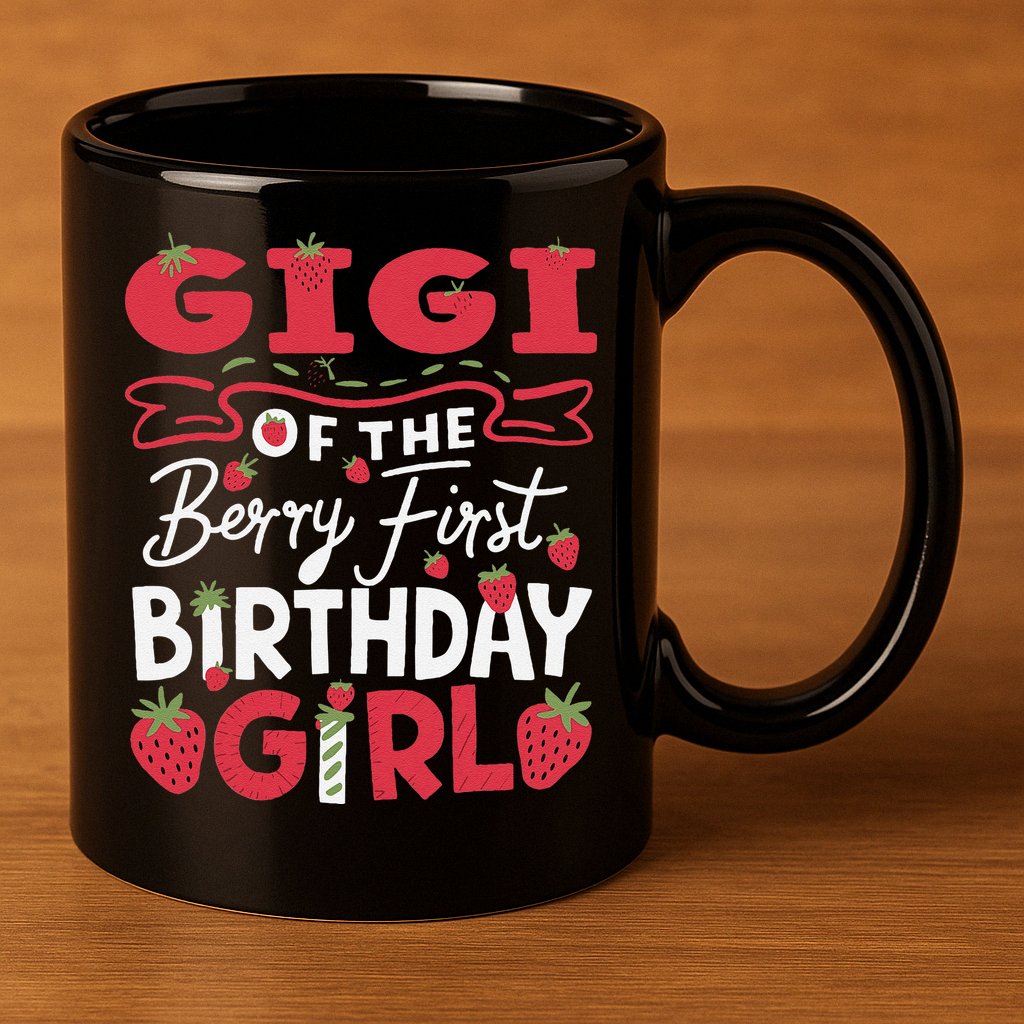 Gigi Of The Berry First Birthday Girl Strawberry Grandma 11oz C Handle Ceramic Mug