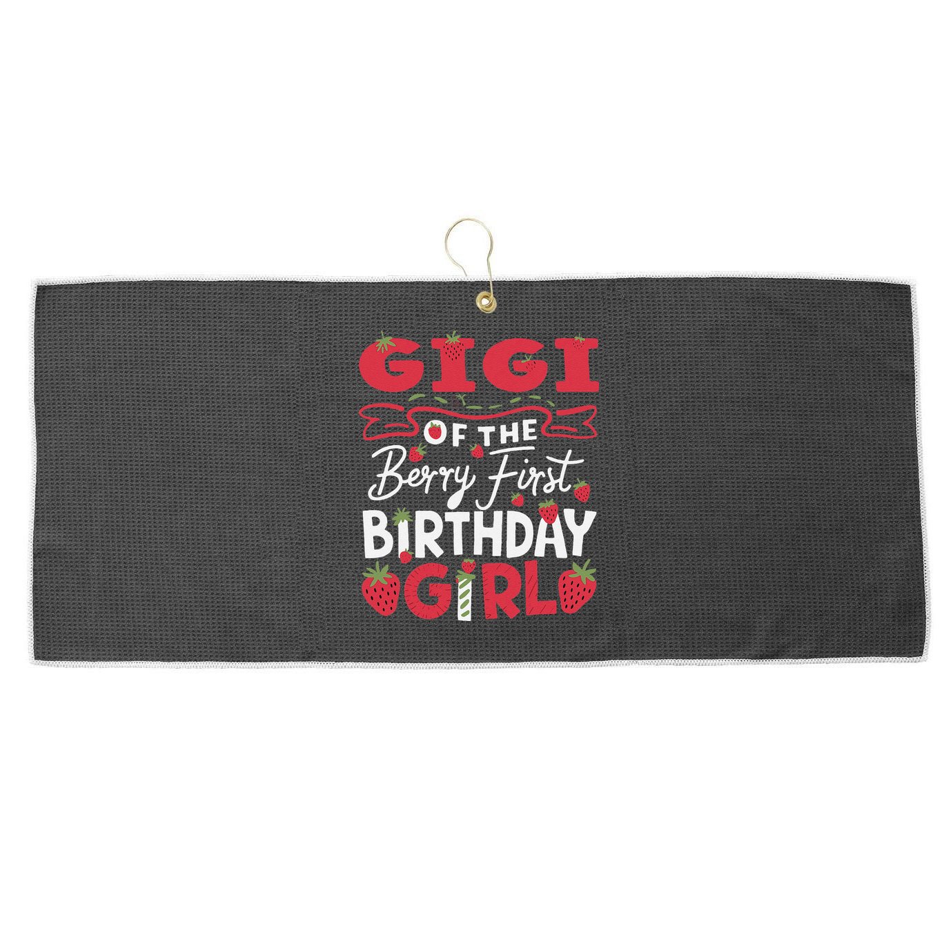 Gigi Of The Berry First Birthday Girl Strawberry Grandma Large Microfiber Waffle Golf Towel