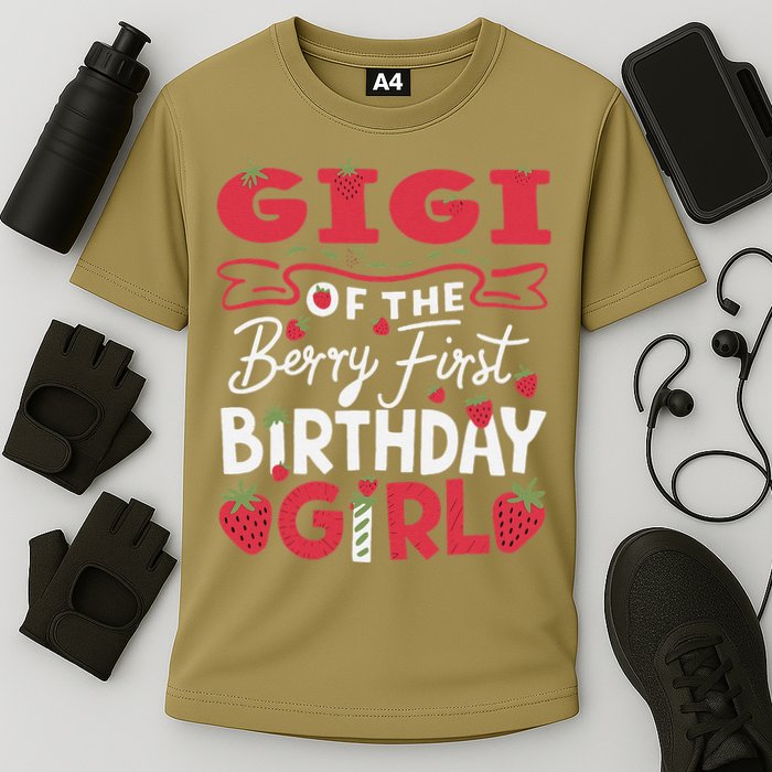 Gigi Of The Berry First Birthday Girl Strawberry Grandma Cooling Performance Crew T-Shirt