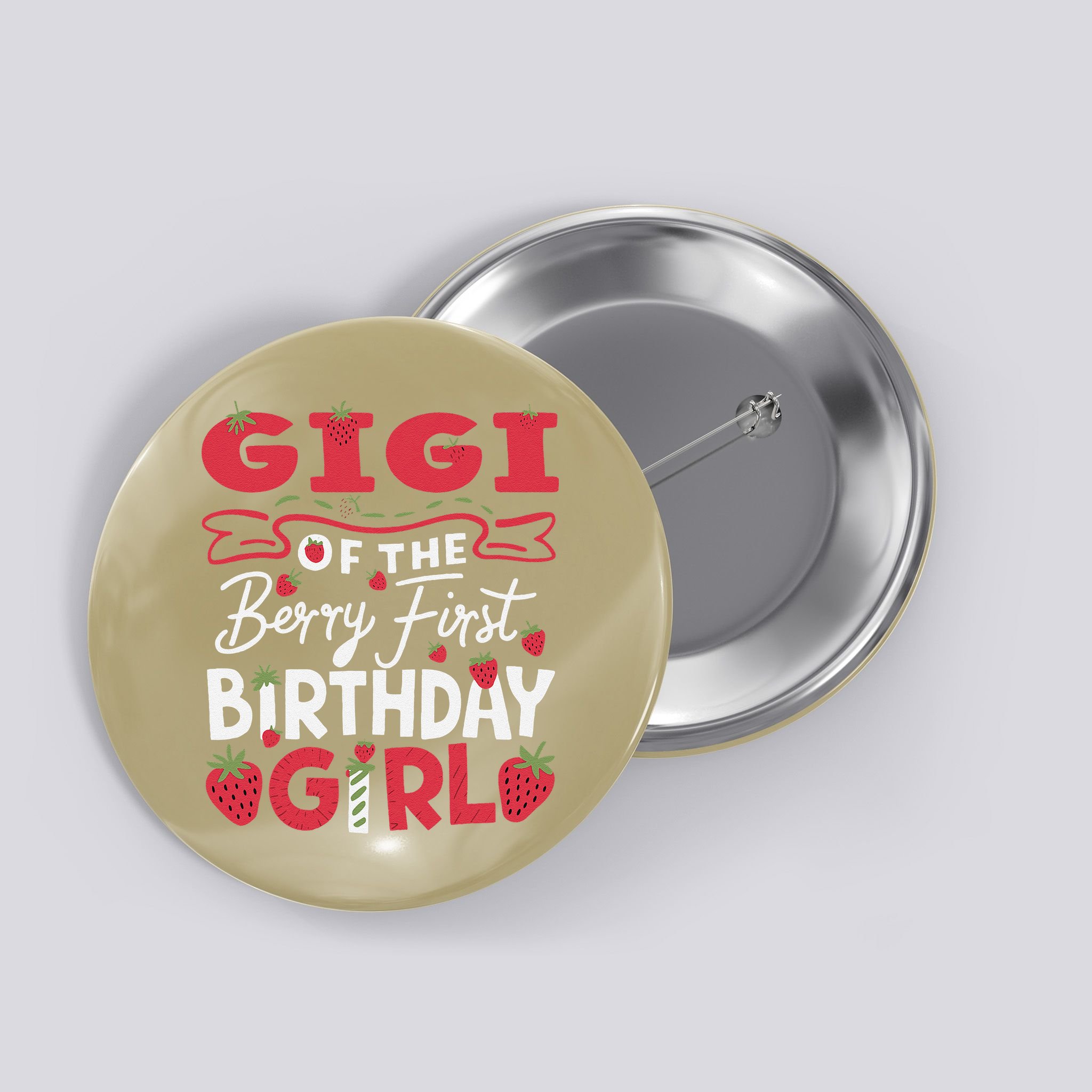 Gigi Of The Berry First Birthday Girl Strawberry Grandma Button