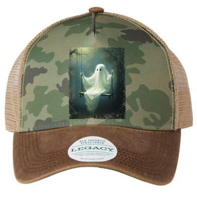 Ghost On The Swing Spooky Gothic Dark Academia Halloween Legacy Tie Dye Trucker Hat