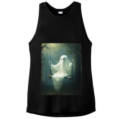 Ghost On The Swing Spooky Gothic Dark Academia Halloween Ladies PosiCharge Tri-Blend Wicking Tank