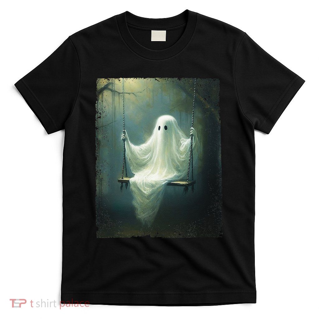 Ghost On The Swing Spooky Gothic Dark Academia Halloween T-Shirt