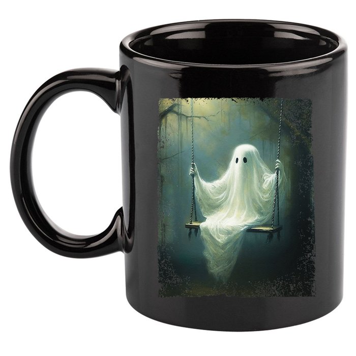 Ghost On The Swing Spooky Gothic Dark Academia Halloween 11oz C Handle Ceramic Mug