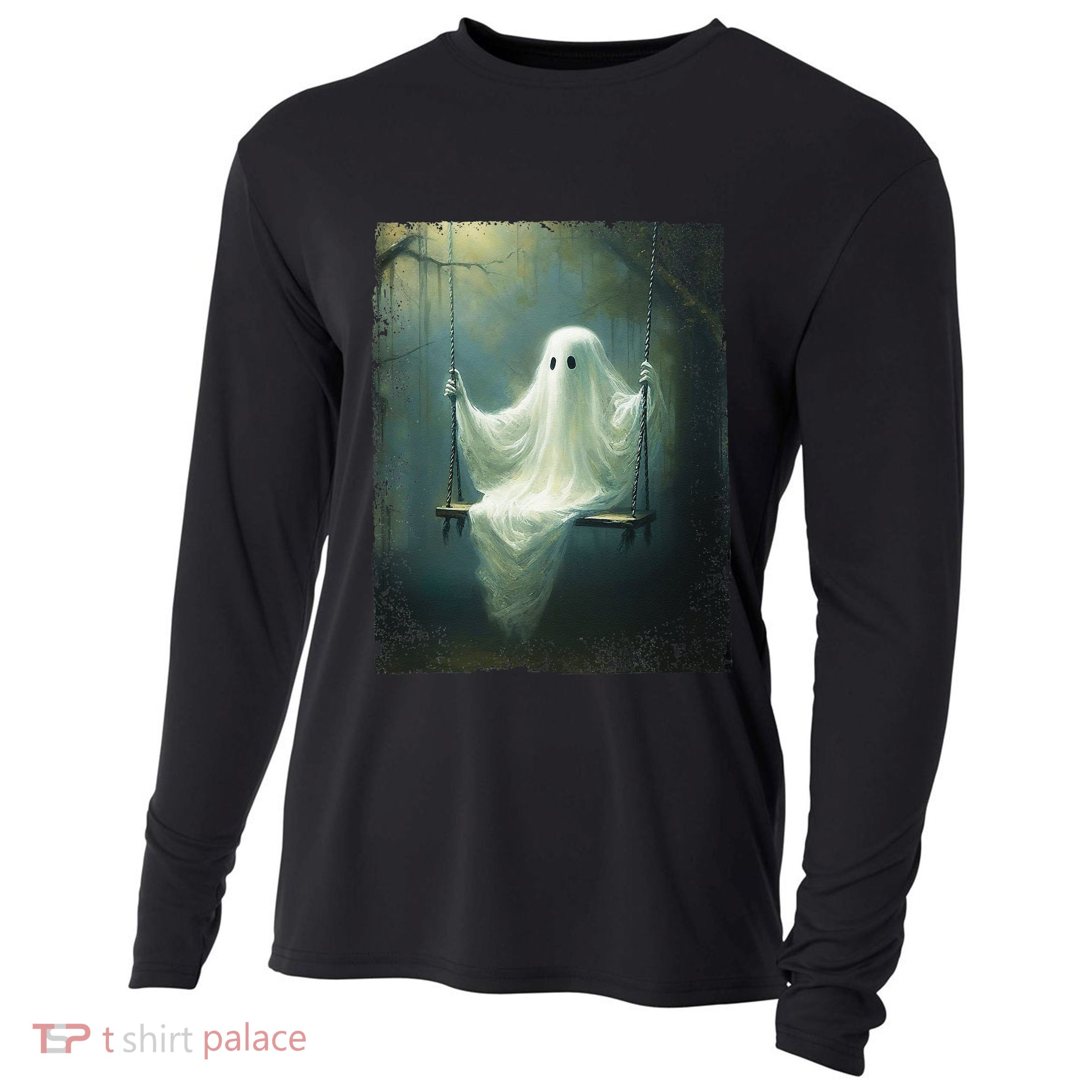Ghost On The Swing Spooky Gothic Dark Academia Halloween Cooling Performance Long Sleeve Crew