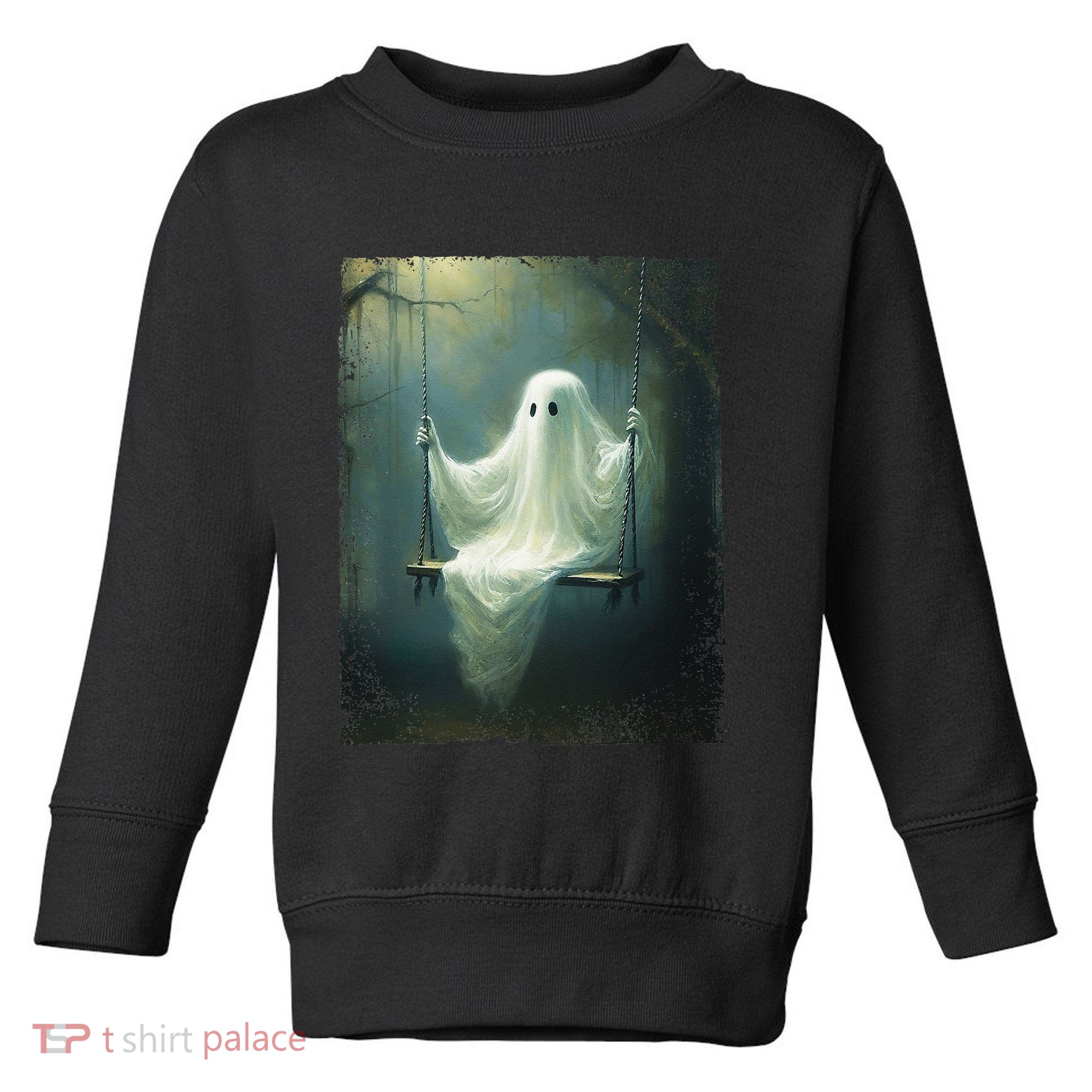 Ghost On The Swing Spooky Gothic Dark Academia Halloween Toddler Sweatshirt