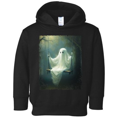 Ghost On The Swing Spooky Gothic Dark Academia Halloween Toddler Hoodie
