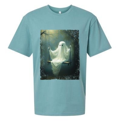 Ghost On The Swing Spooky Gothic Dark Academia Halloween Sueded Cloud Jersey T-Shirt