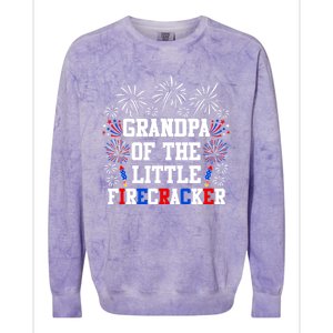 Grandpa Of The Little Firecracker Gift 4th Of July Birthday Gift Colorblast Crewneck Sweatshirt