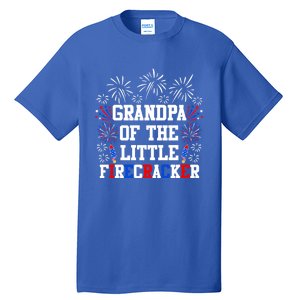 Grandpa Of The Little Firecracker Gift 4th Of July Birthday Gift Tall T-Shirt