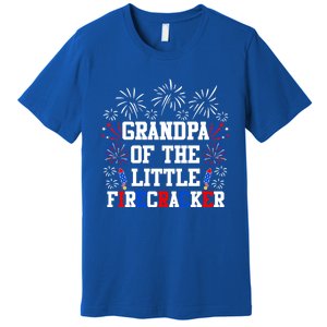 Grandpa Of The Little Firecracker Gift 4th Of July Birthday Gift Premium T-Shirt