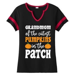 Grandmom Of The Cutest Pumpkins In The Patch Halloween Gift Ladies Halftime Notch Neck Tee