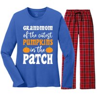 Grandmom Of The Cutest Pumpkins In The Patch Halloween Gift Women's Long Sleeve Flannel Pajama Set 